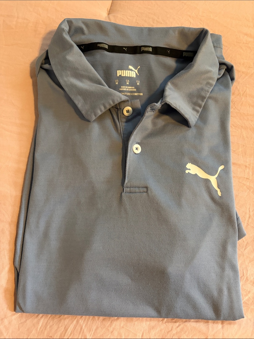 Puma Men's Slate Blue Polo with White Puma Logo